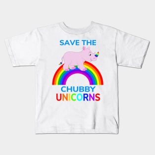 Save The Chubby Unicorns T-Shirt - Funny Rhino Tee For Kids Kids T-Shirt